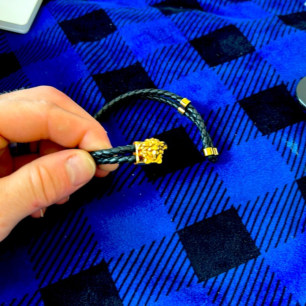 VERSACE MEDUSA HEAD PLAQUE WOVEN BRACELET - MEN